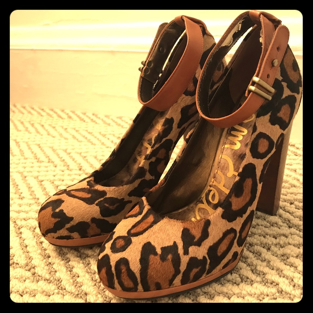 Sam Edelman leopard heels with ankle strap